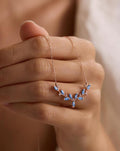 Rose Gold Aquamarine Ivy Necklace, Sterling Silver Marquise Vine Pendant