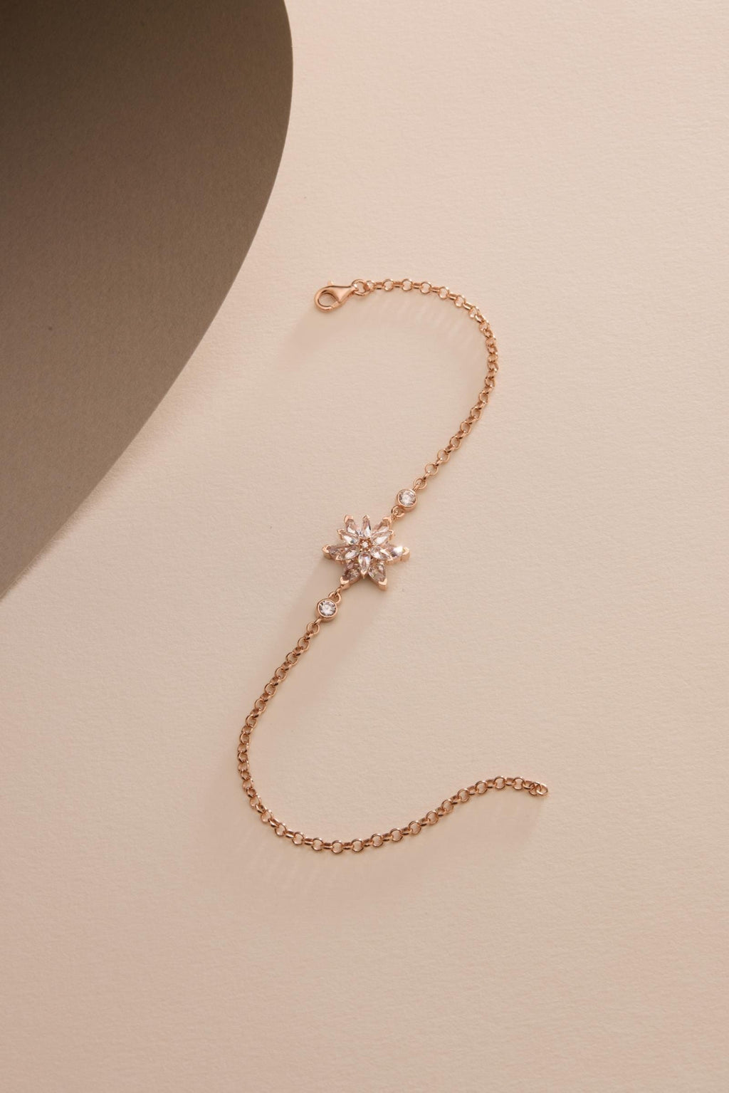 Lotus Flower Bracelet | 925 Sterling Silver Rose Gold | White Zircon Floral | Gift