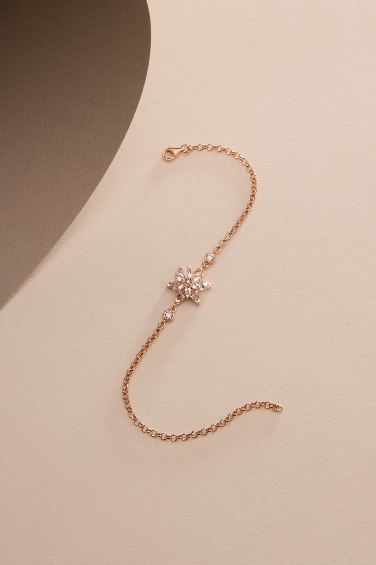 Lotus Flower Bracelet | 925 Sterling Silver Rose Gold | White Zircon Floral | Gift