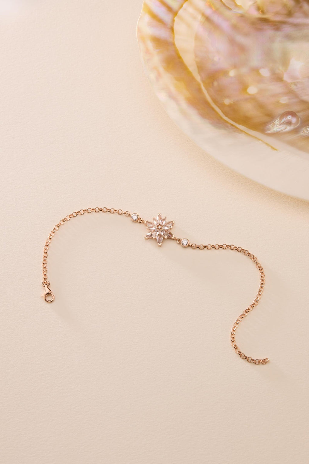 Lotus Flower Bracelet | 925 Sterling Silver Rose Gold | White Zircon Floral | Gift