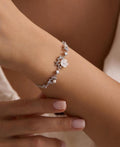 Magnolia Flower Bracelet | 925 Sterling Silver Rhodium | Pearl Butterfly Floral | Gift