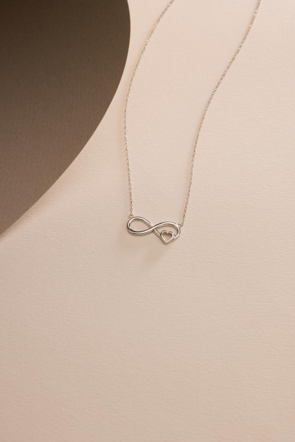 Infinity Heart Necklace, Sterling Silver Rhodium Love Pendant for Women