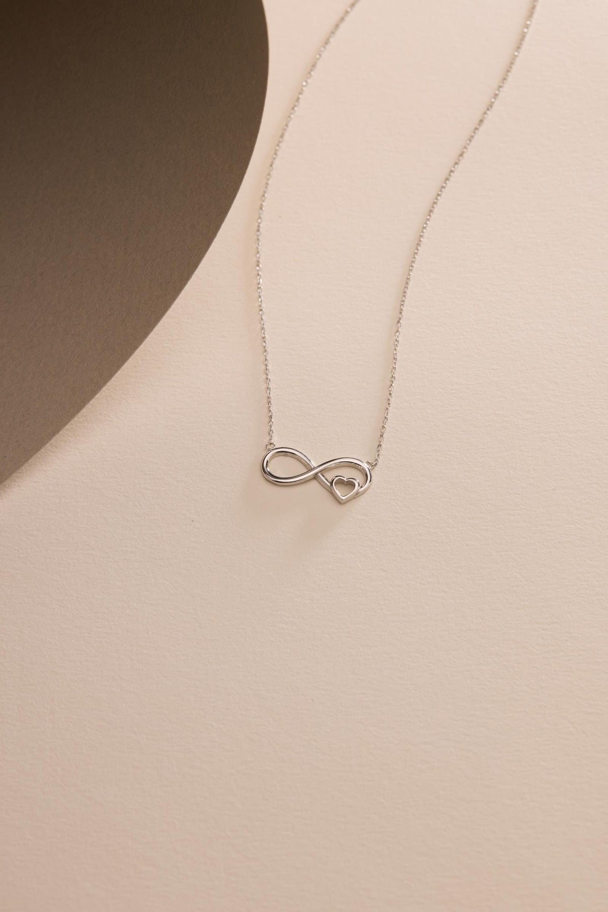 Infinity Heart Necklace, Sterling Silver Rhodium Love Pendant for Women