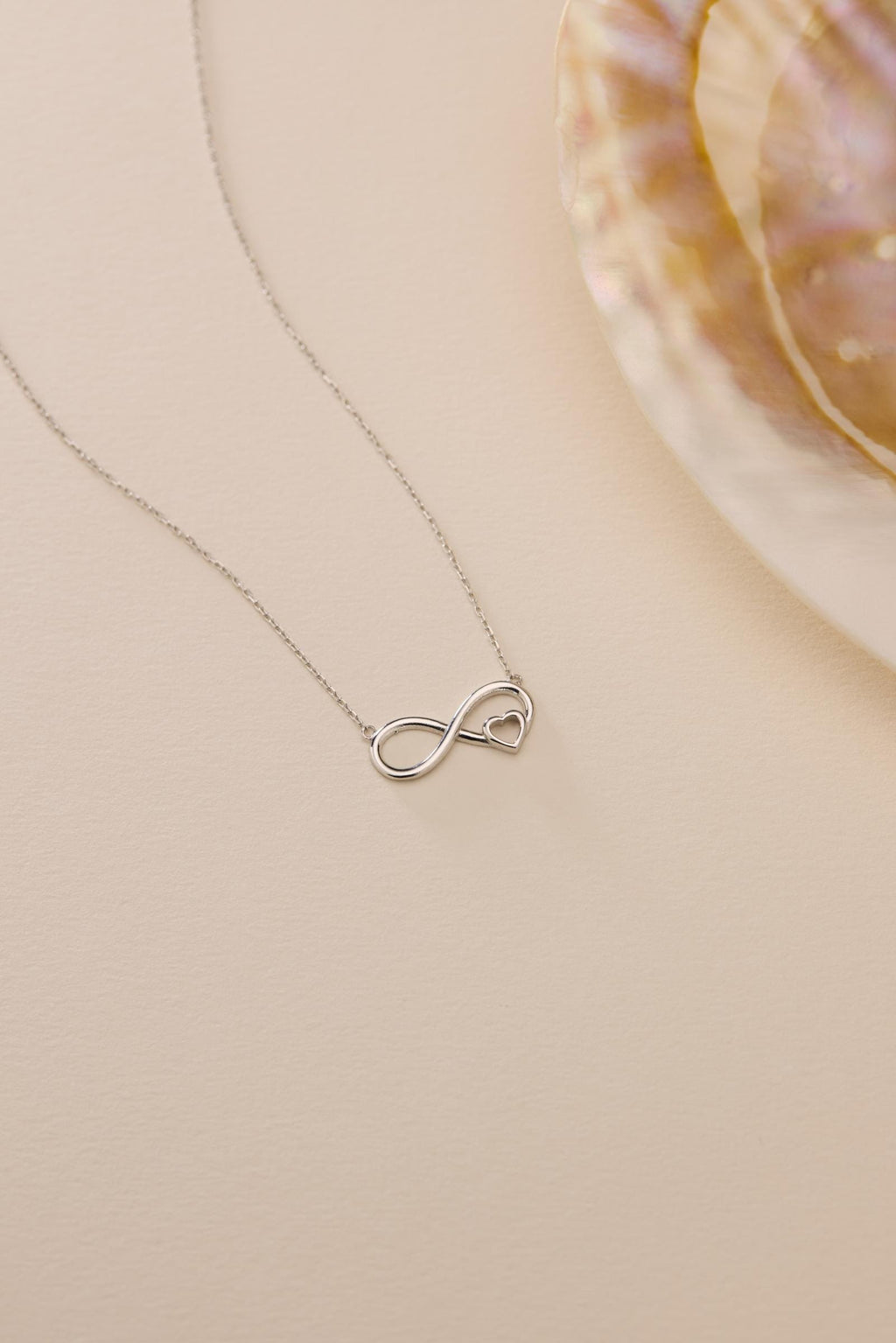 Infinity Heart Necklace, Sterling Silver Rhodium Love Pendant for Women