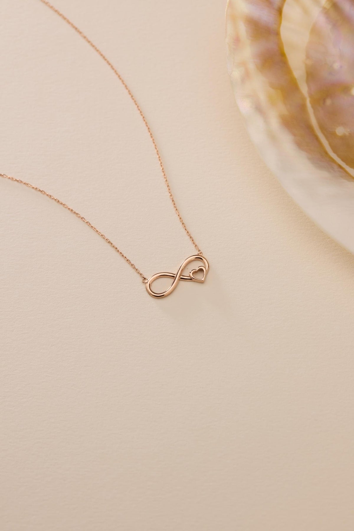 Infinity Heart Necklace, Rose Gold Sterling Silver Love Pendant for Women
