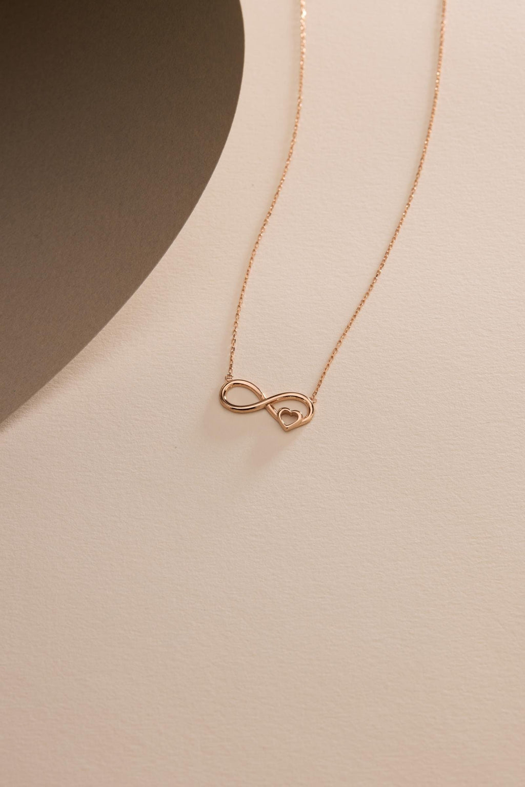 Infinity Heart Necklace, Rose Gold Sterling Silver Love Pendant for Women