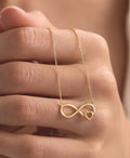 Infinity Heart Necklace, Gold Plated Sterling Silver Love Pendant for Women