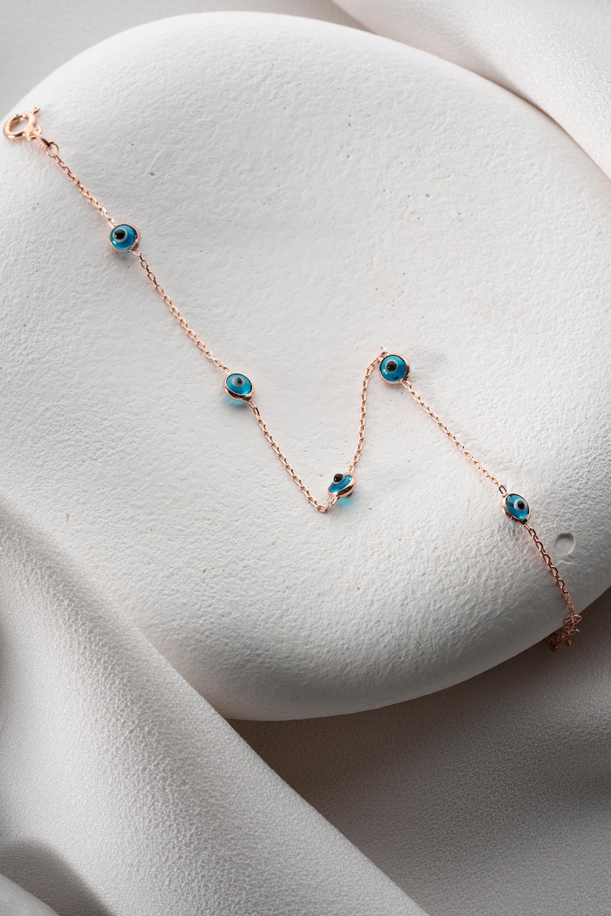 Rose Gold Evil Eye Bracelet | 925 Sterling Silver Dainty Minimal Jewelry