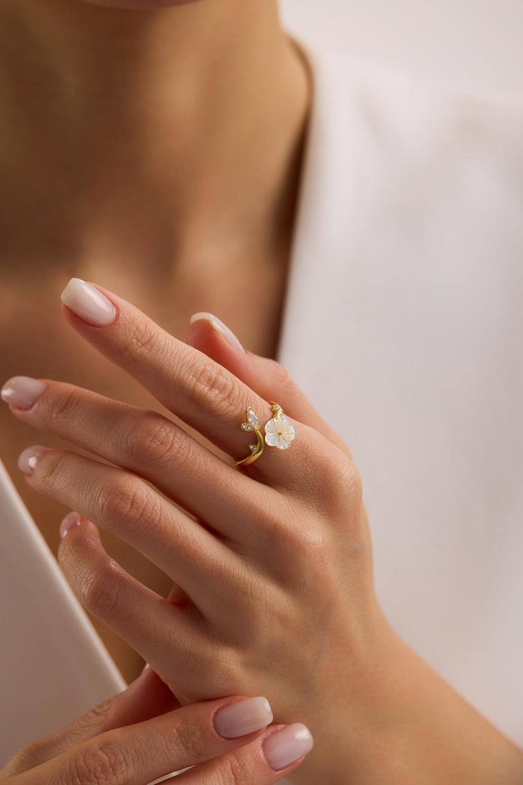 Adjustable Magnolia Flower Ring | 925 Sterling Silver Gold Plated