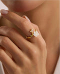 Adjustable Magnolia Flower Ring | 925 Sterling Silver Gold Plated