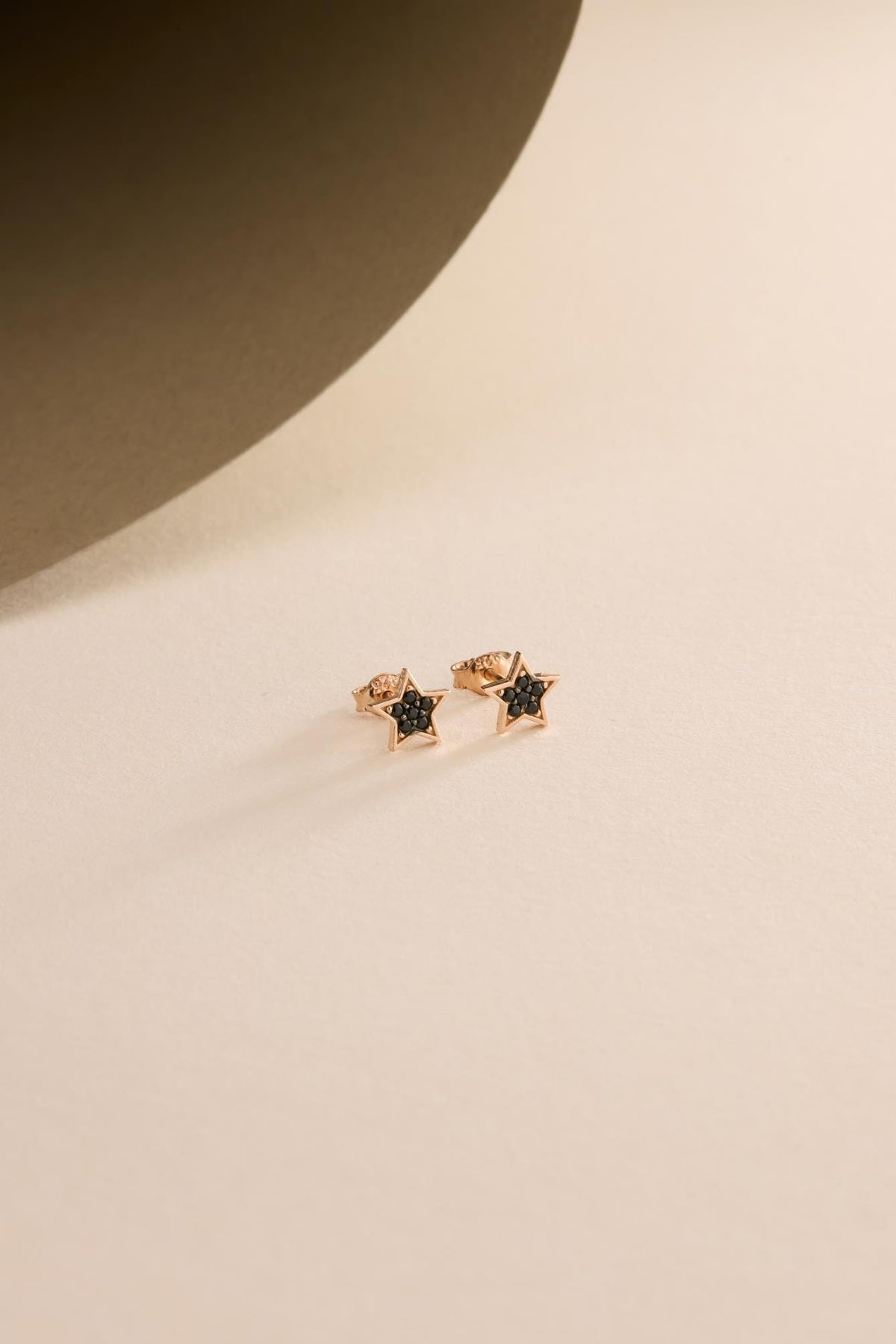 Minimal Star Stud Earrings | 925 Sterling Silver Rose Gold Black Zircon