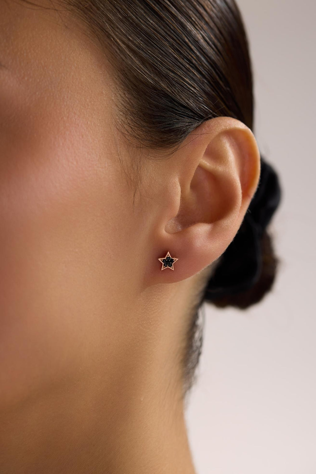 Minimal Star Stud Earrings | 925 Sterling Silver Rose Gold Black Zircon