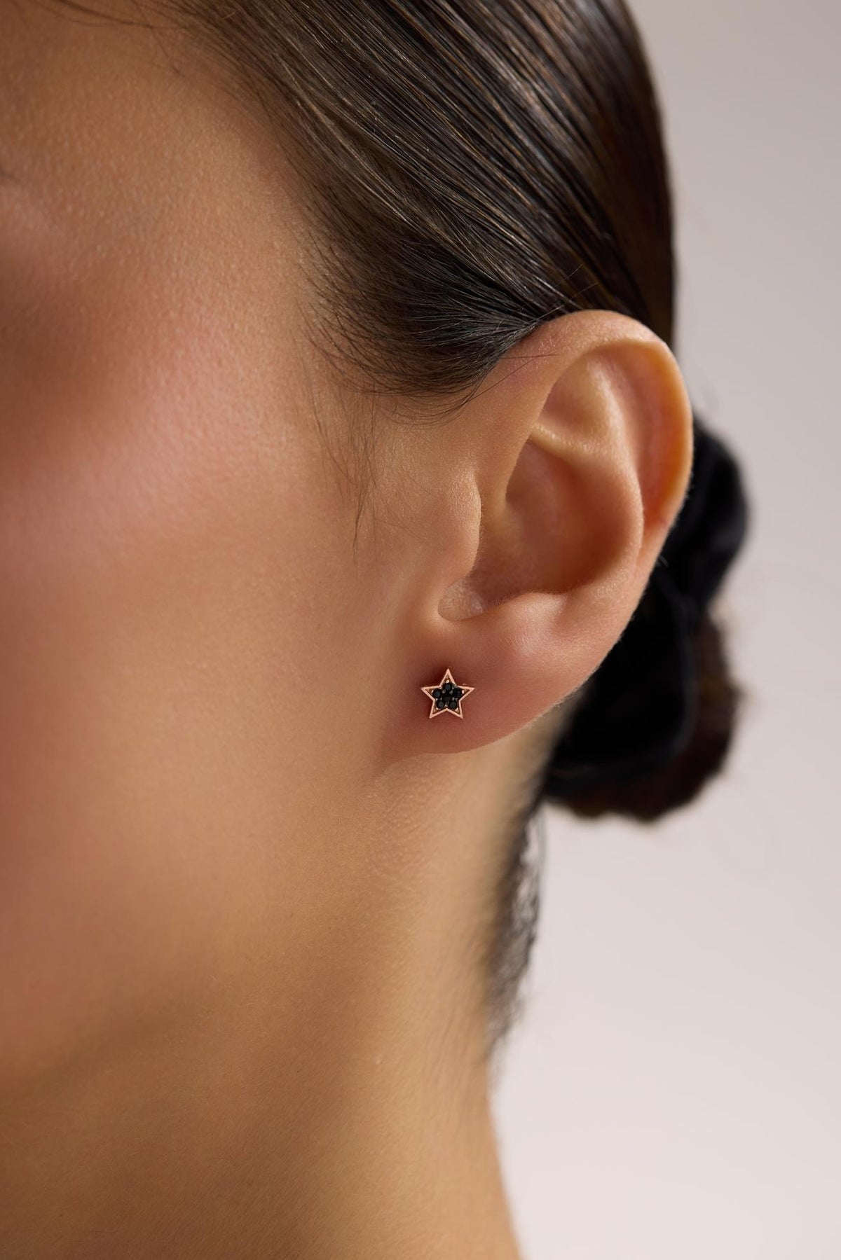 Minimal Star Stud Earrings | 925 Sterling Silver Rose Gold Black Zircon