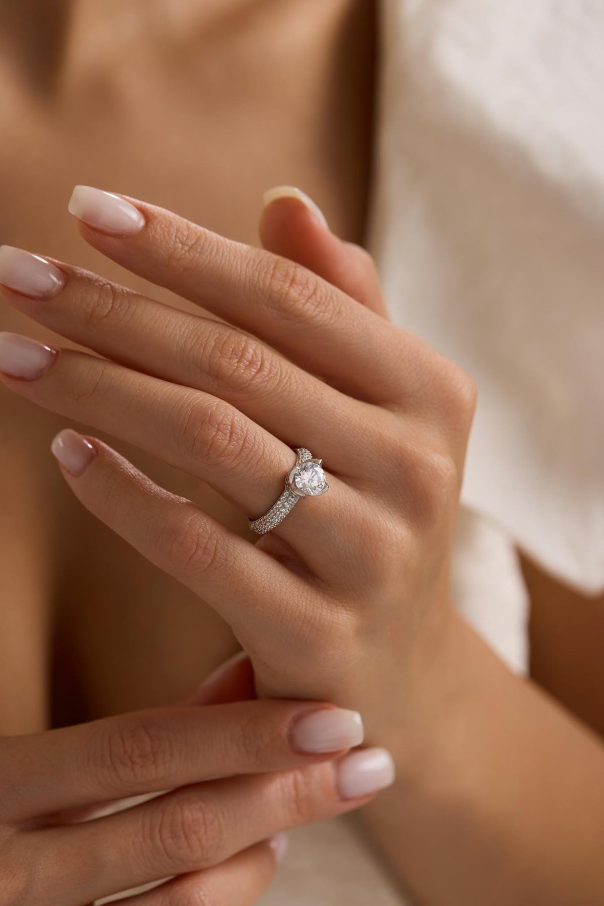 Adjustable Solitaire Ring | 925 Sterling Silver 6mm Zircon Promise Ring
