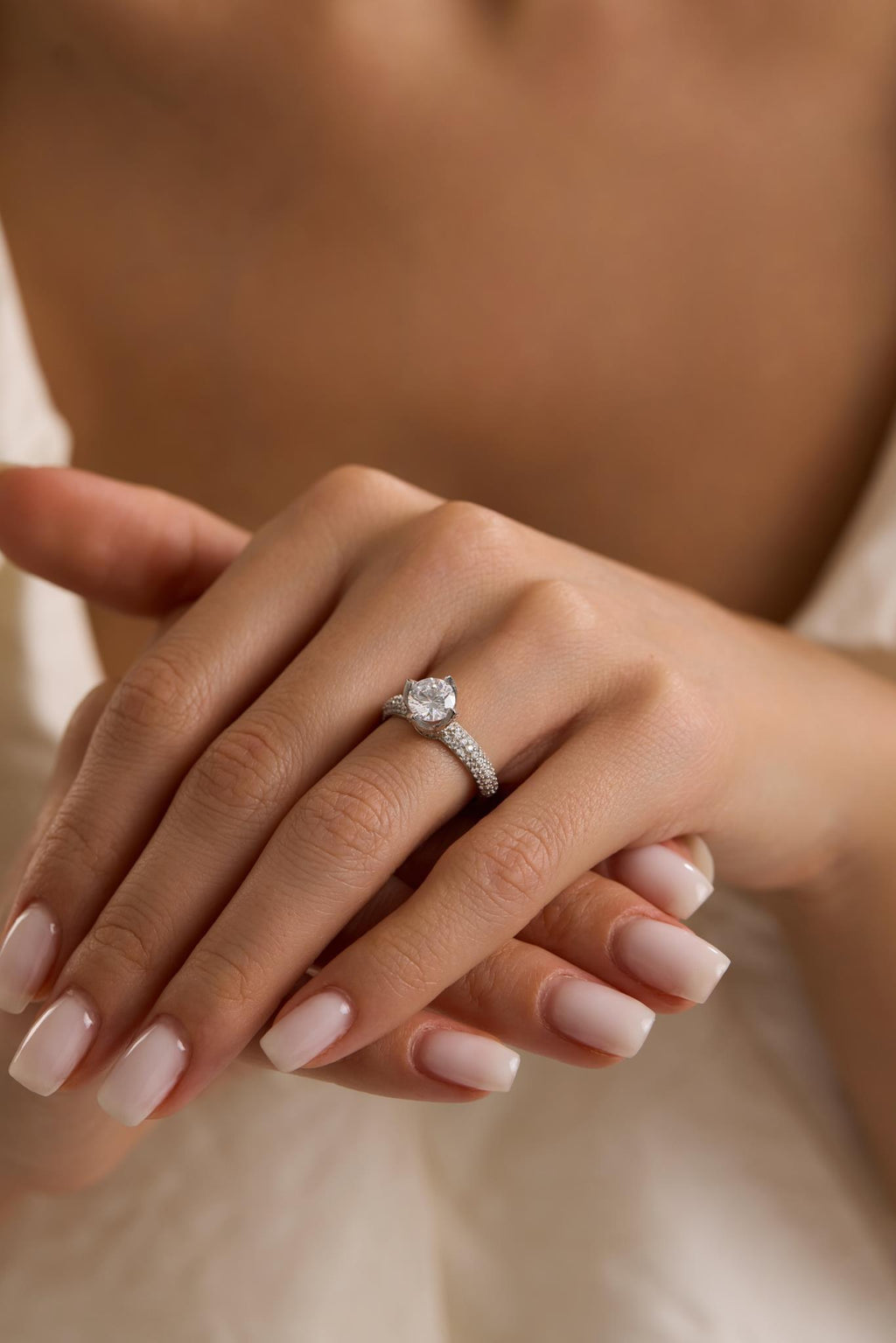 Adjustable Solitaire Ring | 925 Sterling Silver 6mm Zircon Promise Ring