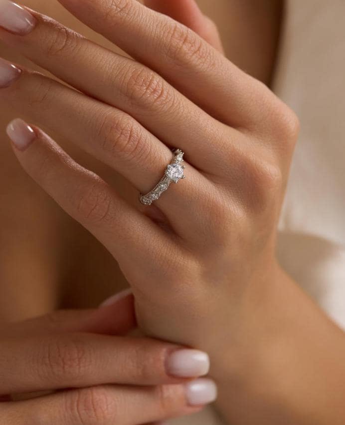 Adjustable Solitaire Ring | 925 Sterling Silver Zircon Promise Ring