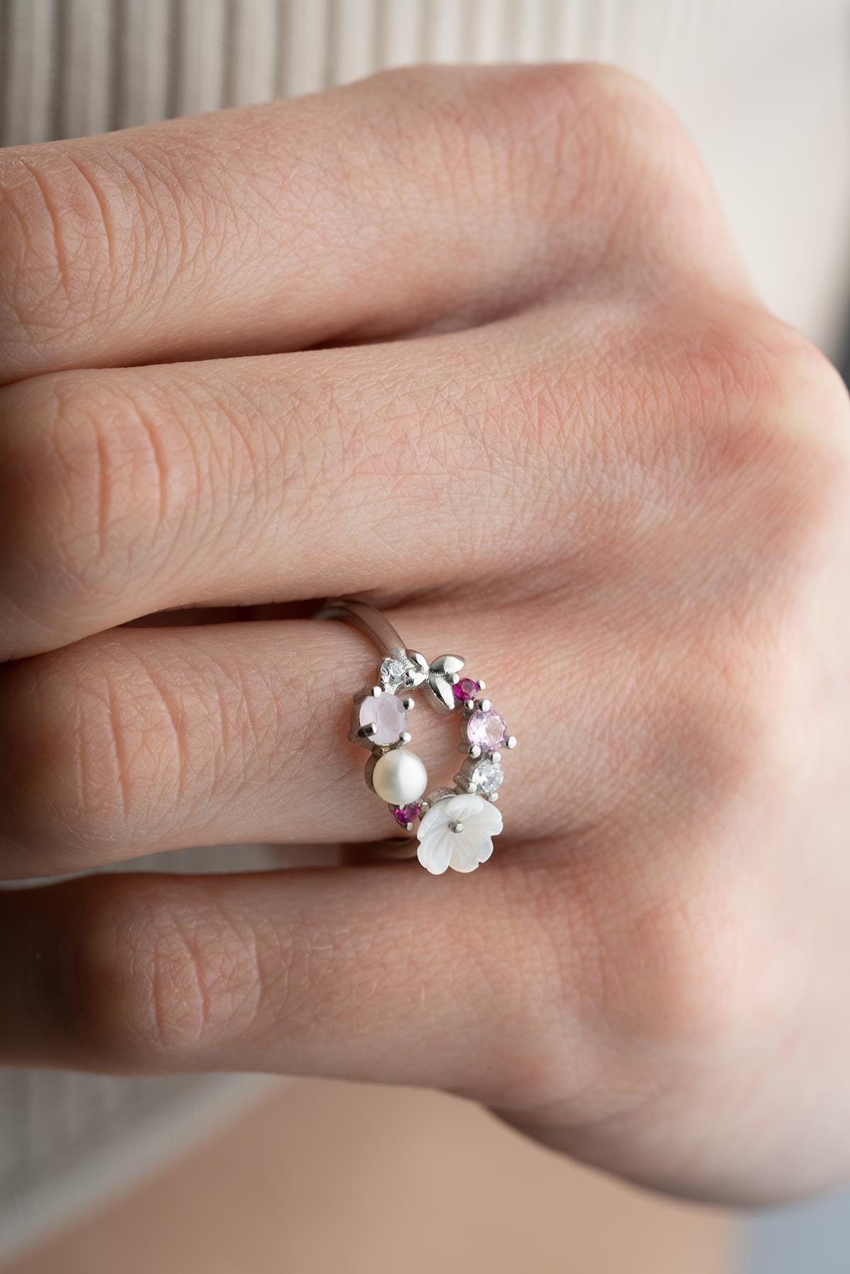 Adjustable Magnolia Flower Ring | 925 Sterling Silver Floral Ring