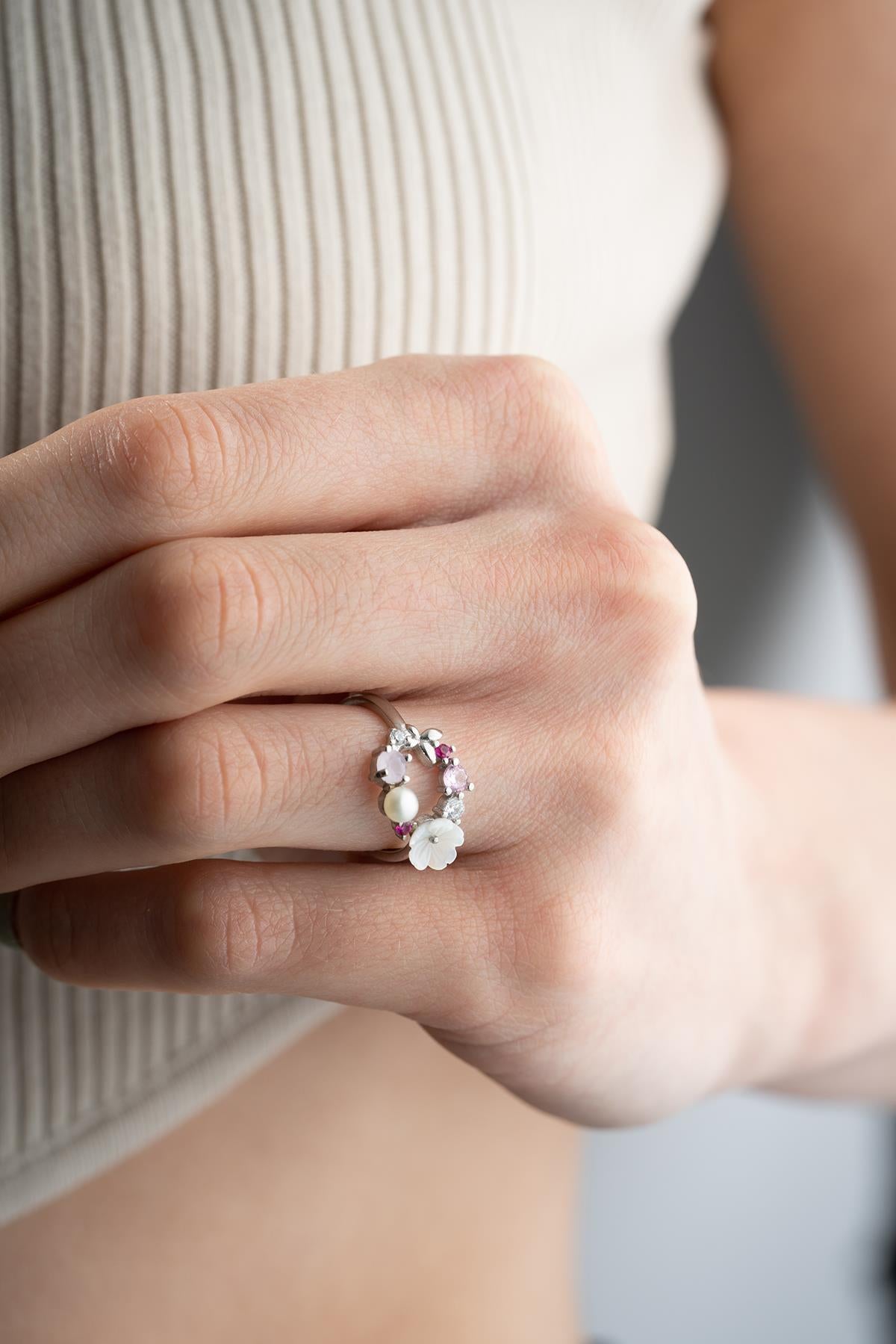 Adjustable Magnolia Flower Ring | 925 Sterling Silver Floral Ring