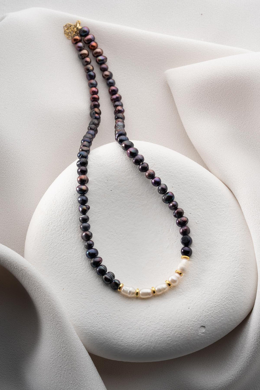 925 Sterling Silver Turquoise Necklace | Hematite Pearl Beaded 46cm
