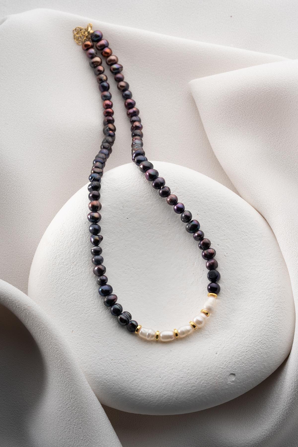 925 Sterling Silver Turquoise Necklace | Hematite Pearl Beaded 46cm