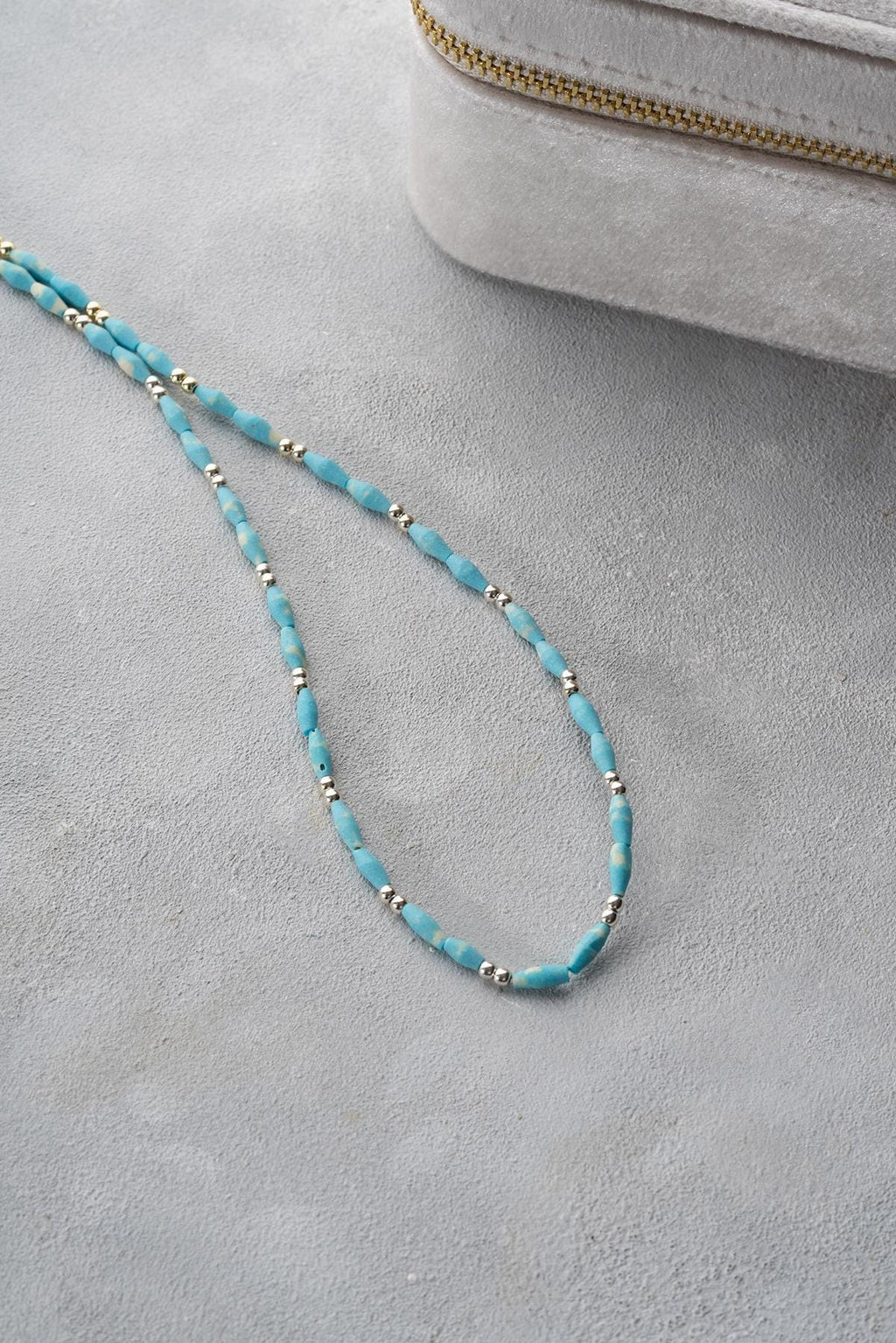 Gold Plated Turquoise Necklace | 925 Silver Dorika Beaded