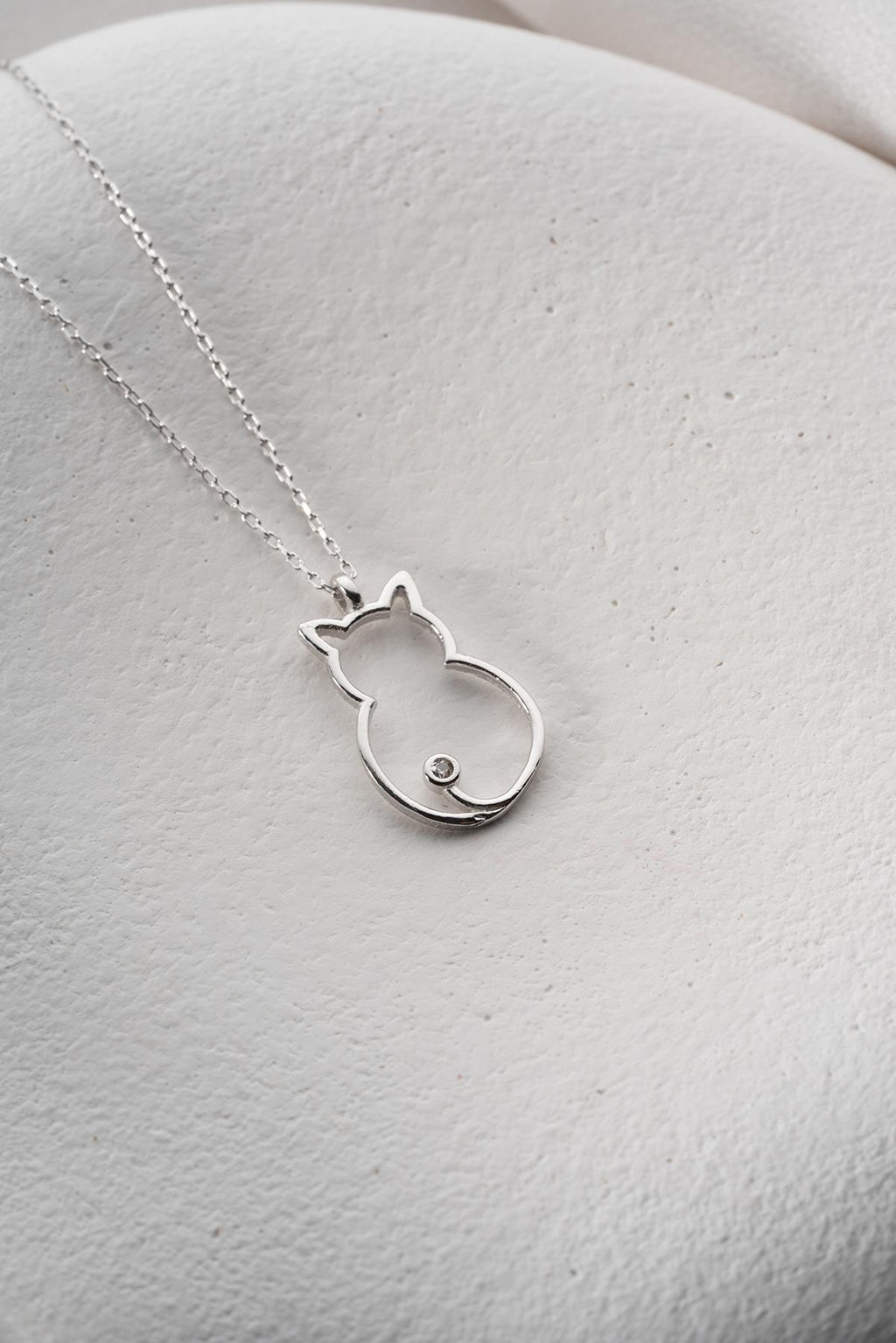 925 Sterling Silver Cat Necklace | Minimal Zircon Pendant Gift for Women