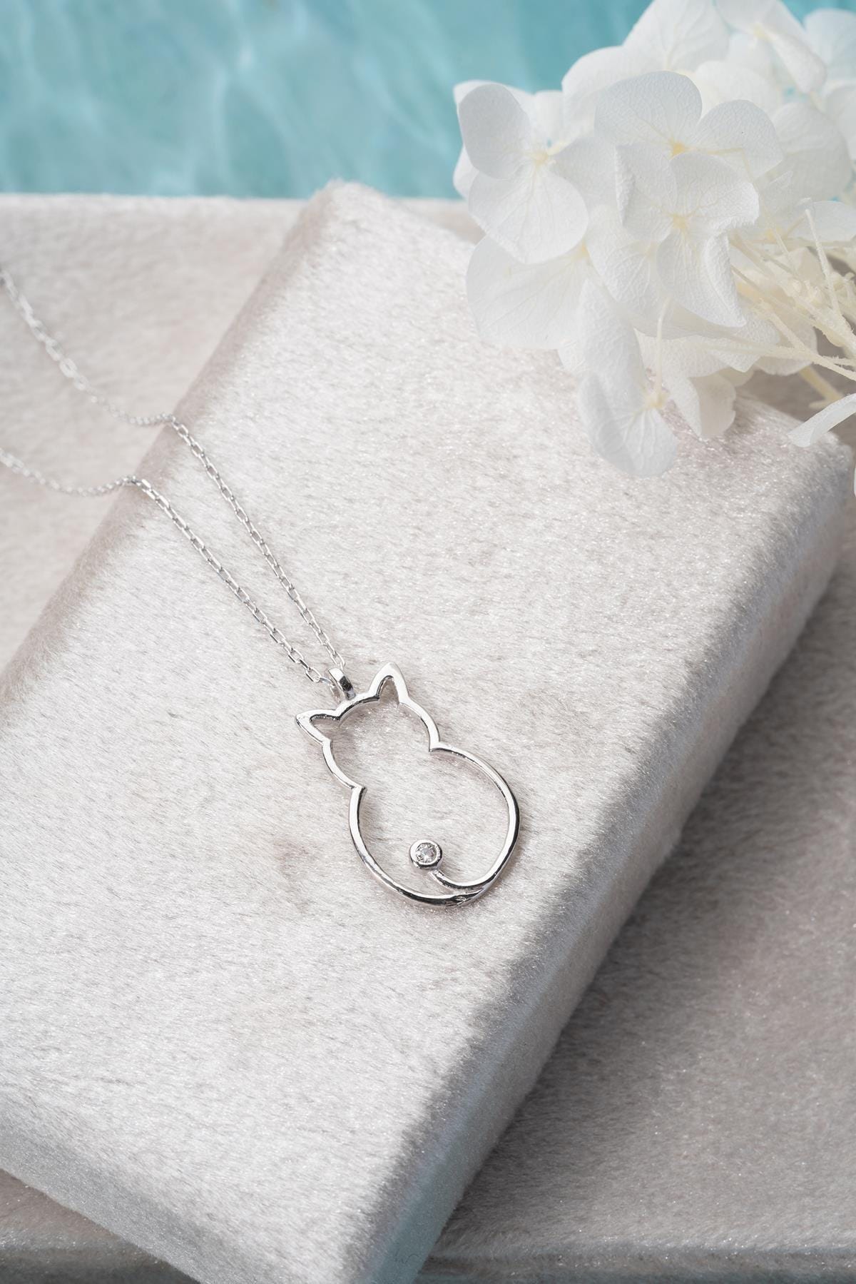 925 Sterling Silver Cat Necklace | Minimal Zircon Pendant Gift for Women