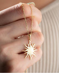 925 Sterling Silver 14K Gold Plated Sun Necklace | Minimal Celestial Pendant