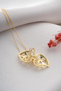 925 Sterling Silver 14K Gold Plated Heart Locket Necklace Zircon