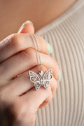 Butterfly Necklace 925 Sterling Silver | Rhodium Plated Zircon Pendant | Dainty Gift for Her