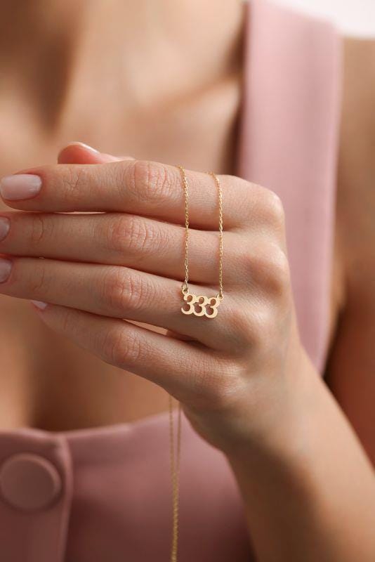 333 Angel Number Necklace | 14K Gold Plated 925 Silver Dainty Charm