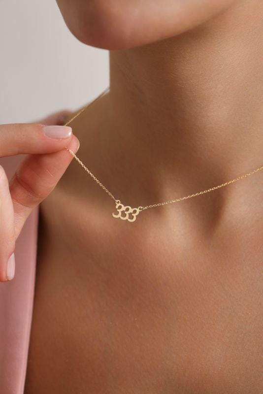333 Angel Number Necklace | 14K Gold Plated 925 Silver Dainty Charm