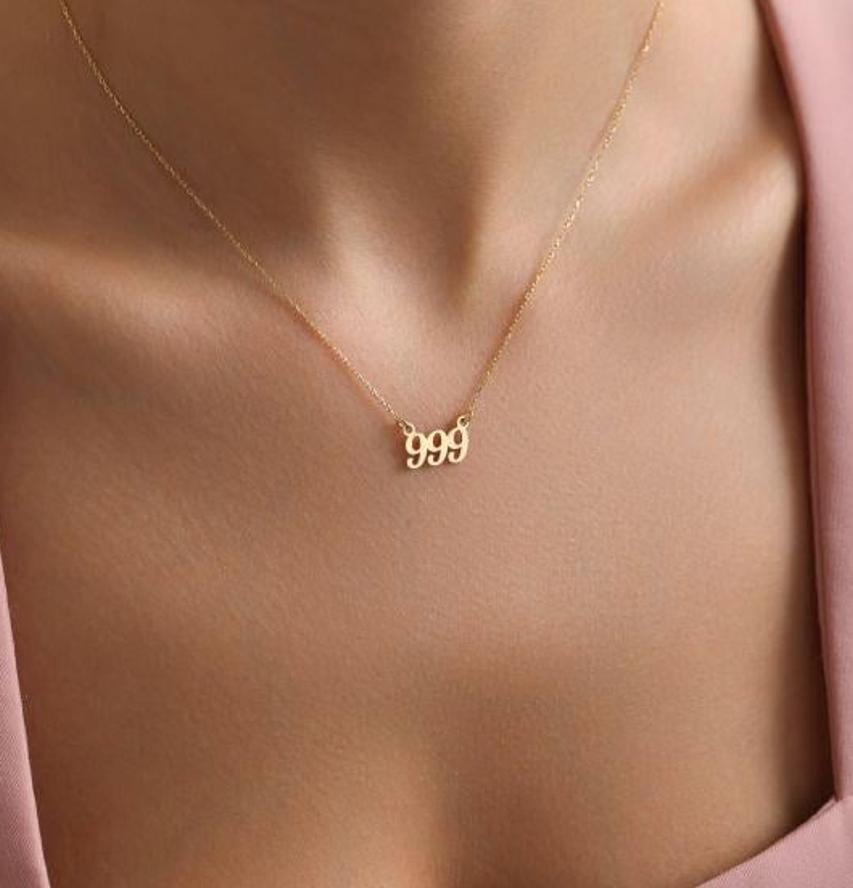 999 Angel Number Necklace | 14K Gold Plated 925 Silver Dainty Charm