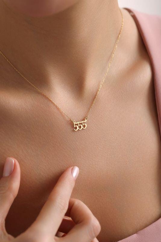555 Angel Number Necklace | 14K Gold Plated 925 Silver Dainty Charm