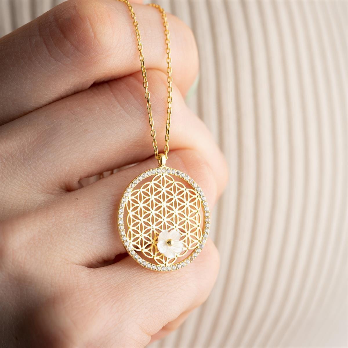 Magnolia Flower Necklace | 14K Gold Plated 925 Silver | Zircon Life Bloom Pendant