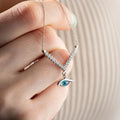 V Evil Eye Necklace | 925 Sterling Silver | Zircon Protection Pendant