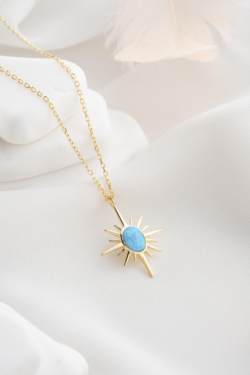 Opal North Star Necklace | 14K Gold Plated 925 Silver Star Pendant