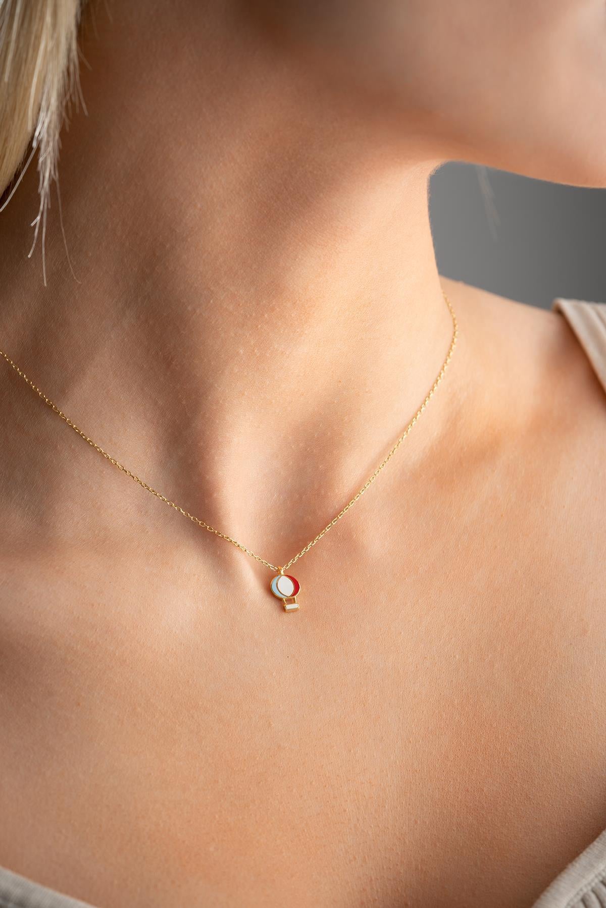 Dainty Balloon Necklace | 14K Gold Plated Sterling Silver