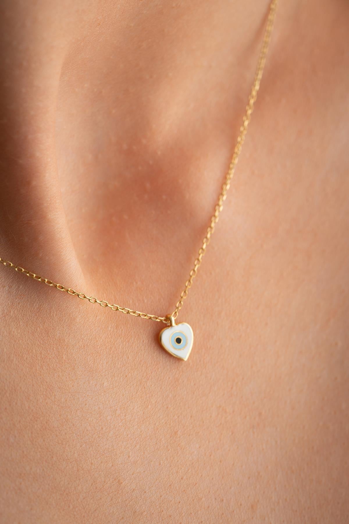 Minimal Heart Necklace | 14K Gold Plated 925 Silver Enamel Pendant