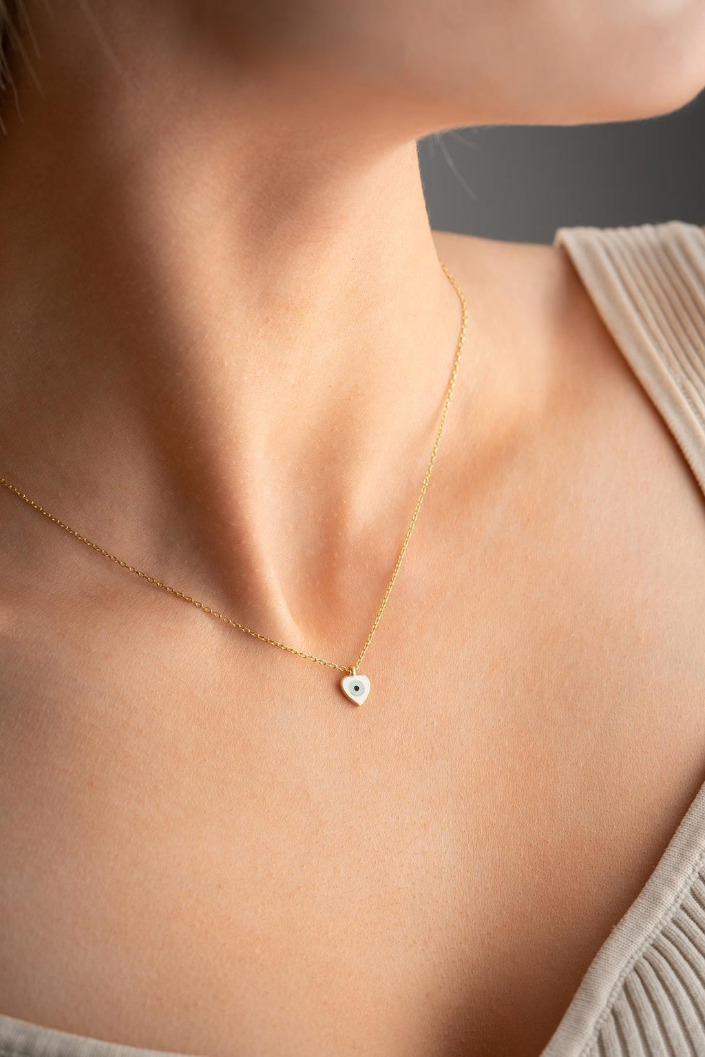 Minimal Heart Necklace | 14K Gold Plated 925 Silver Enamel Pendant