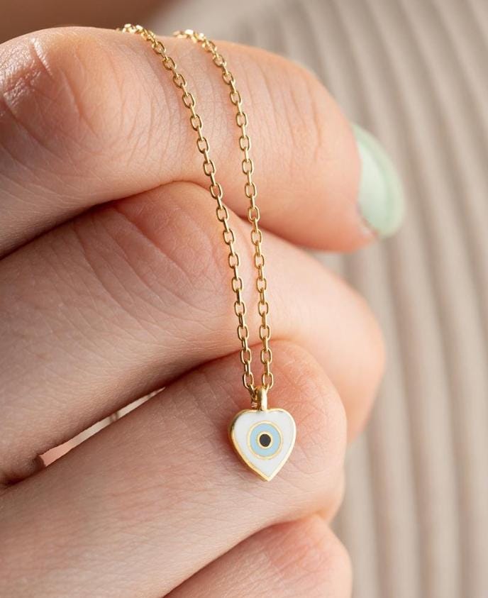 Minimal Heart Necklace | 14K Gold Plated 925 Silver Enamel Pendant