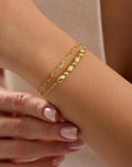 Double Chain Dorika Bracelet, 925 Sterling Silver, 14K Gold Plated, Layered Minimal Jewelry