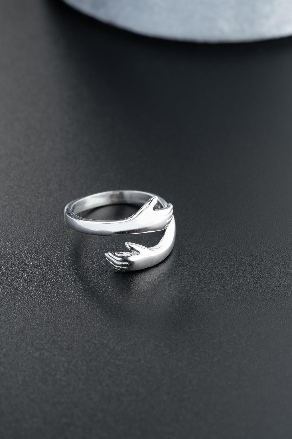 Adjustable Holding Hands Ring | 925 Sterling Silver Rhodium Plated