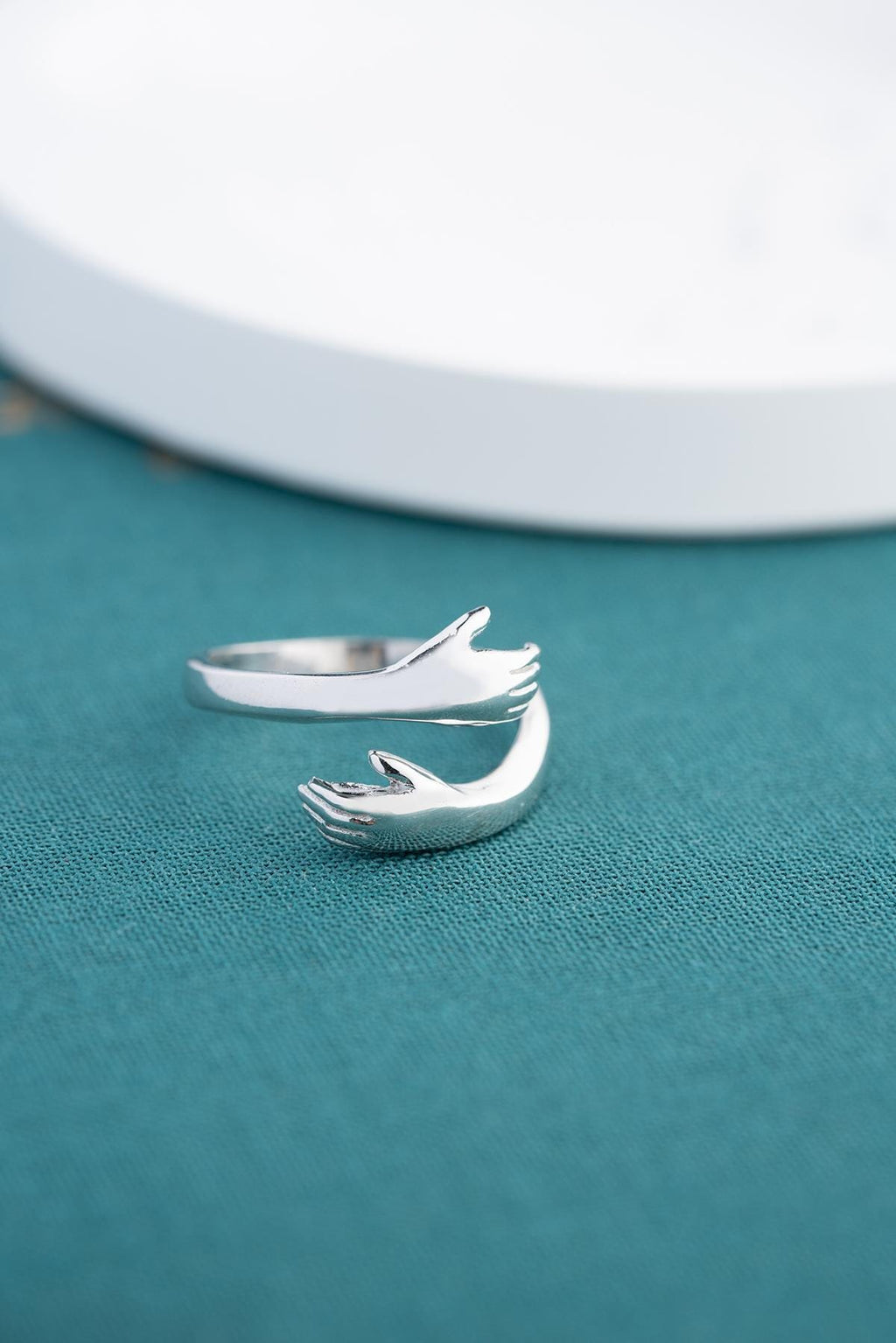 Adjustable Holding Hands Ring | 925 Sterling Silver Rhodium Plated