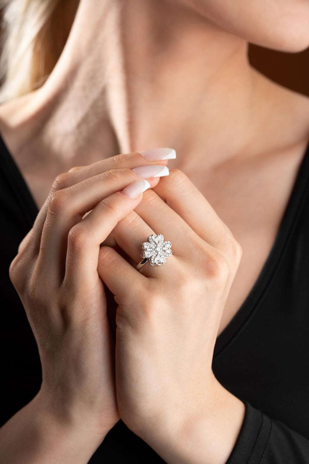 Adjustable Heart Clover Spin Ring | 925 Sterling Silver Zircon