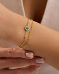 Evil Eye Bracelet, 925 Sterling Silver Bracelet, 14K Gold Plated Double Chain Jewelry