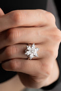 Adjustable Camellia Spin Ring | 925 Sterling Silver White Zircon