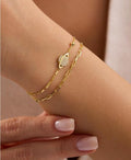 Planet Bracelet, 925 Sterling Silver Bracelet, 14K Gold Plated Double Chain Jewelry