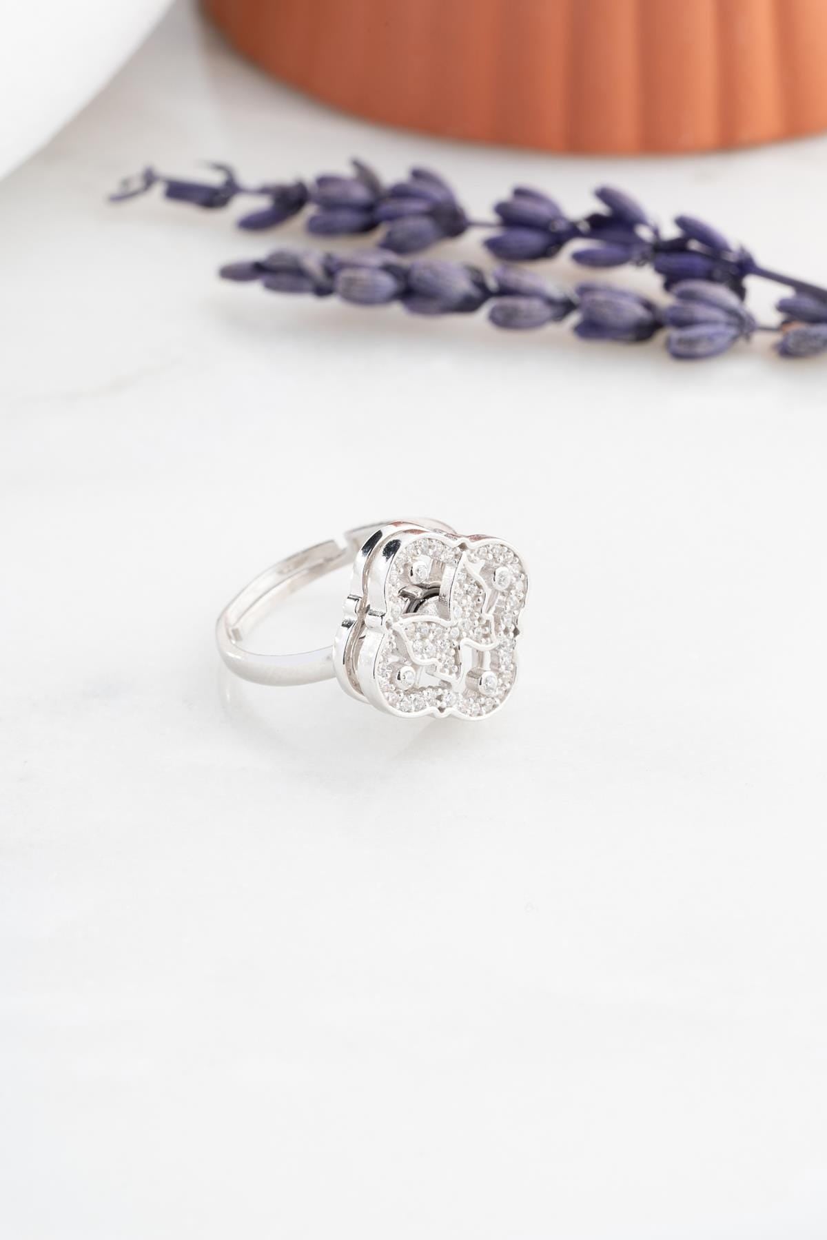 Adjustable Butterfly Spin Ring | 925 Sterling Silver Zircon