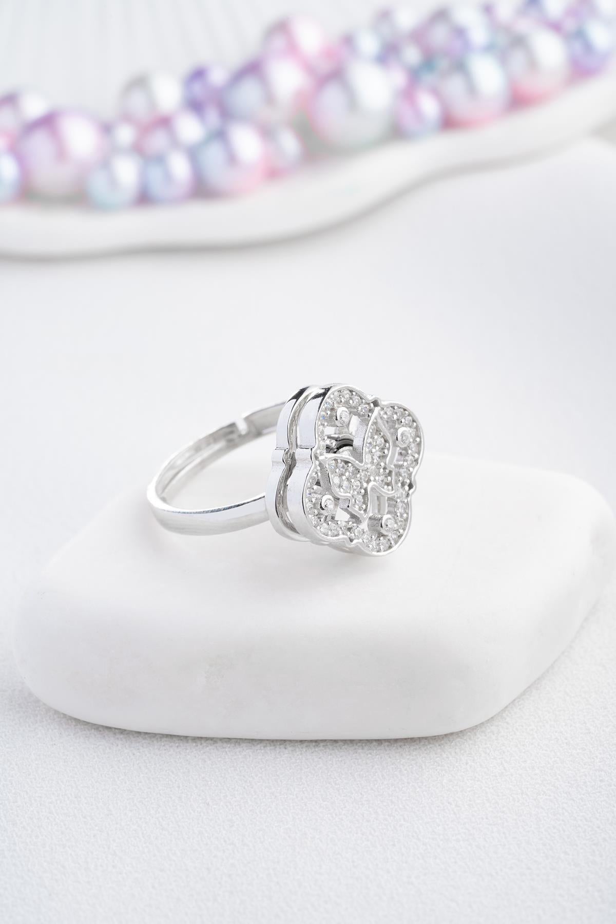 Adjustable Butterfly Spin Ring | 925 Sterling Silver Zircon